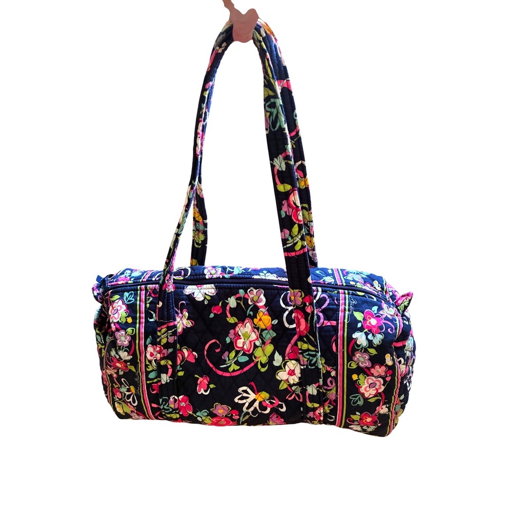 Vera Bradley Ribbons Quilted Floral Barrel Duffel Bag Travel Cottagecore Retro